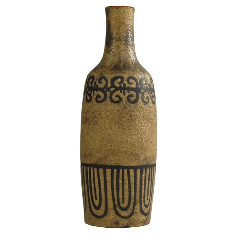 Wazon Antiqua, ceramika beżowy czarny, Ceramano, Niemcy, lata 60. - 320925