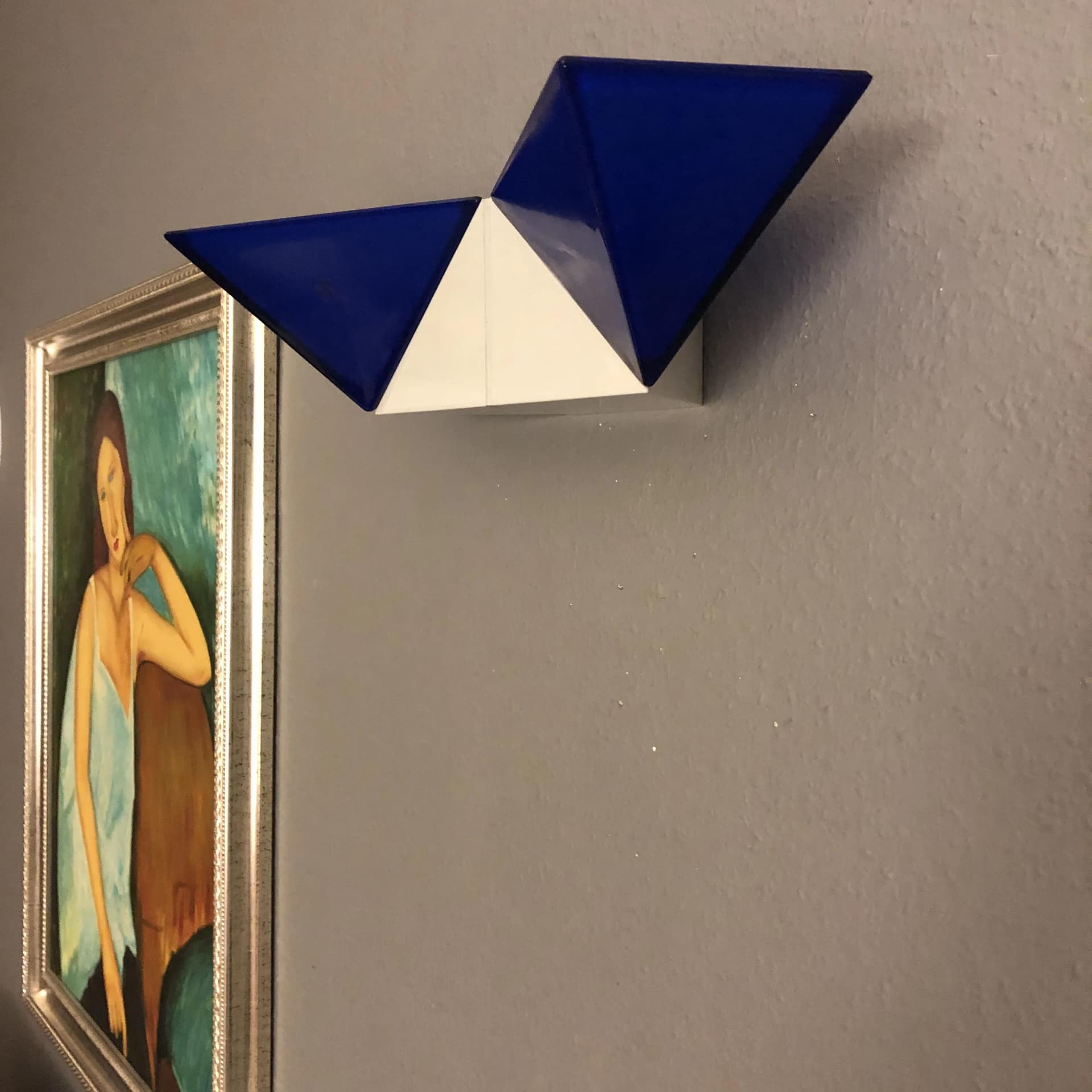 Para kinkietów geometrycznych, niebieski biały, metal, Peill & Putzler, Niemcy, lata 80. - 23918