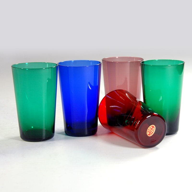 Zestaw pięciu szklanek, kolorowe szkło kryształowe, Włochy, lata 60. - 320899