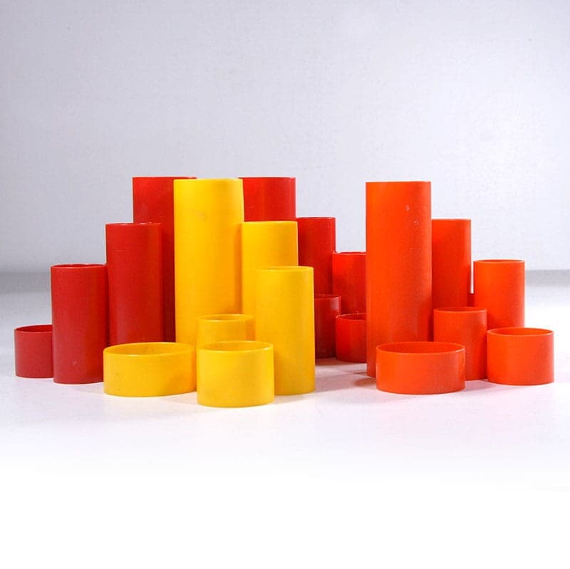 Set of desk organizers Space Age, yellow, orange, red, plastic, Germany, 1970s. - 320892