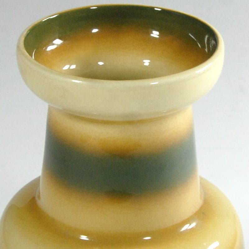 Wazon New Look, beżowy brązowy zielony, porcelit, Tułowice, Polska, lata 70. - 320351