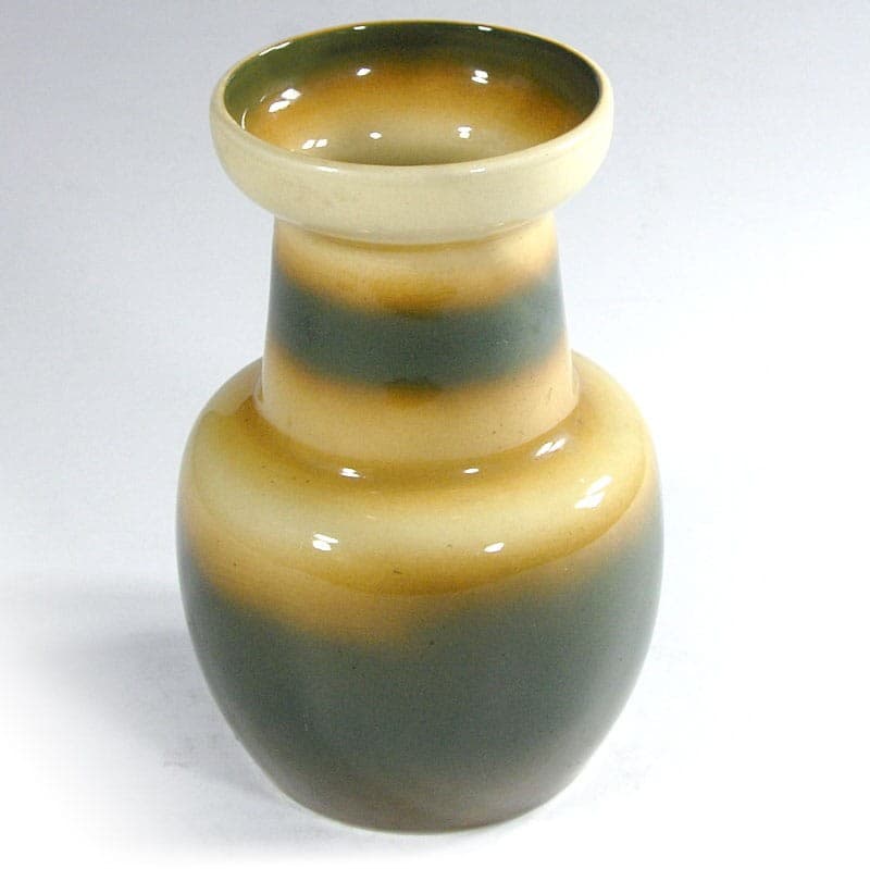 Wazon New Look, beżowy brązowy zielony, porcelit, Tułowice, Polska, lata 70. - 320350