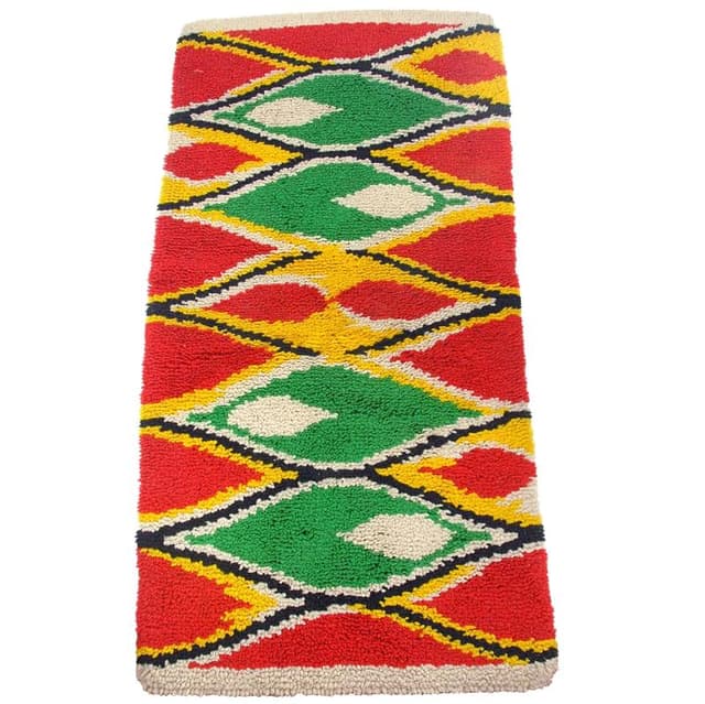 Rug Space Age, red, green, yellow, blue, white, 1980s, 140x70 cm - DIMENSION