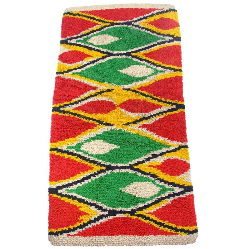 Rug Space Age, red, green, yellow, blue, white, 1980s, 140x70 cm