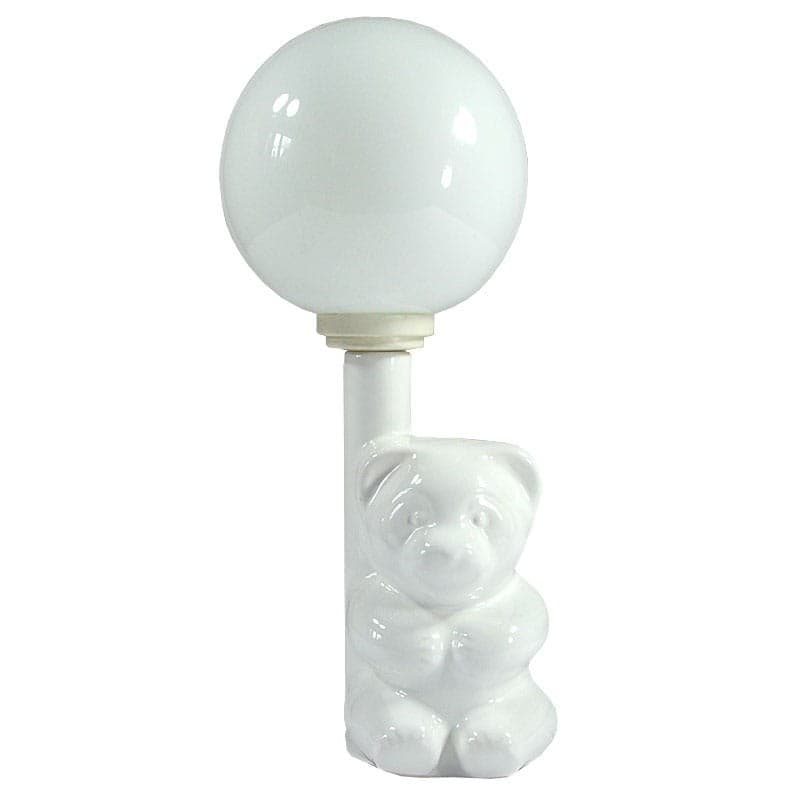 Lampa stołowa, Pop-Art, ceramika biała, szkło białe, lata 80. - 320256
