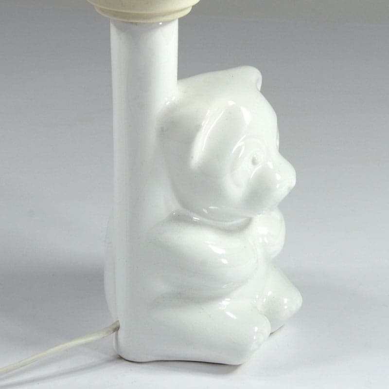 Lampa stołowa, Pop-Art, ceramika biała, szkło białe, lata 80. - 320255