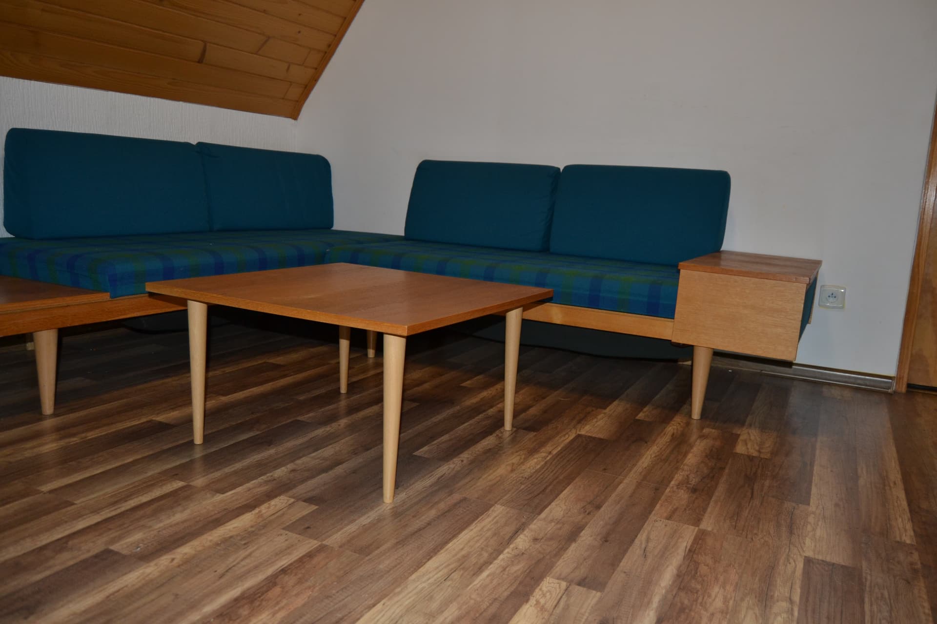 Zestaw wypoczynkowy Relling Vik i Relling, turkusowy, teak, proj. H. Vik, I. Relling, Norwegia, lata 70. - 79156