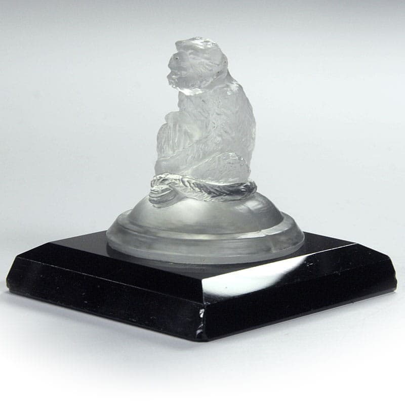 Monkey figurine, Art Deco, transparent black glass, 1940s. - 320142