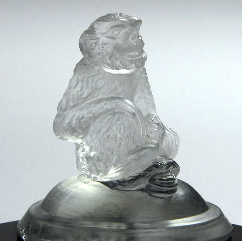 Monkey figurine, Art Deco, transparent black glass, 1940s. - 320143