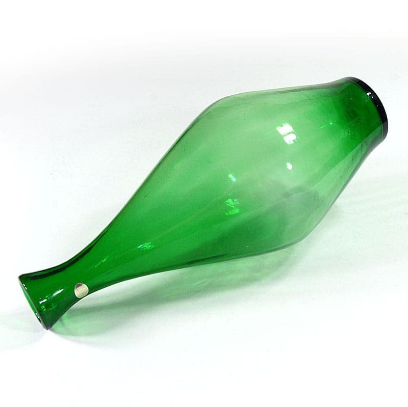Karafka szmaragdowozielona, szkło, Włochy, lata 70. - 320111