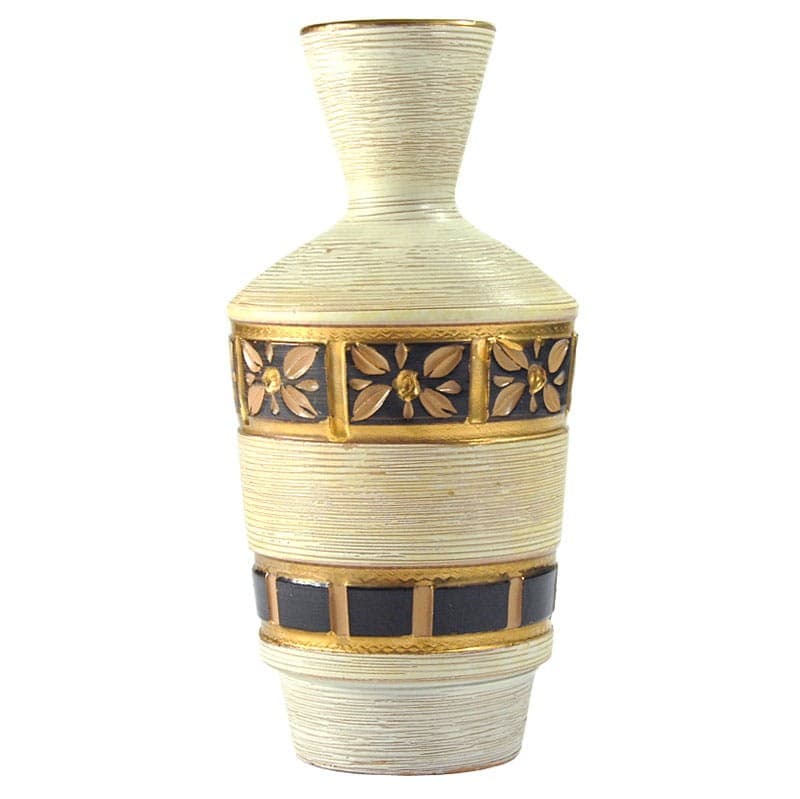 Wazon sgraffito, beżowy czarny złoty, ceramika, Włochy, lata 60. - 320088