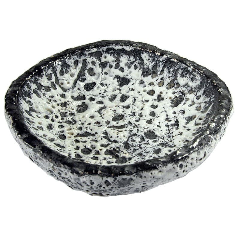 Patera fat lava biała czarna szara, ceramika, Vallauris, Francja, lata 60. - 319990