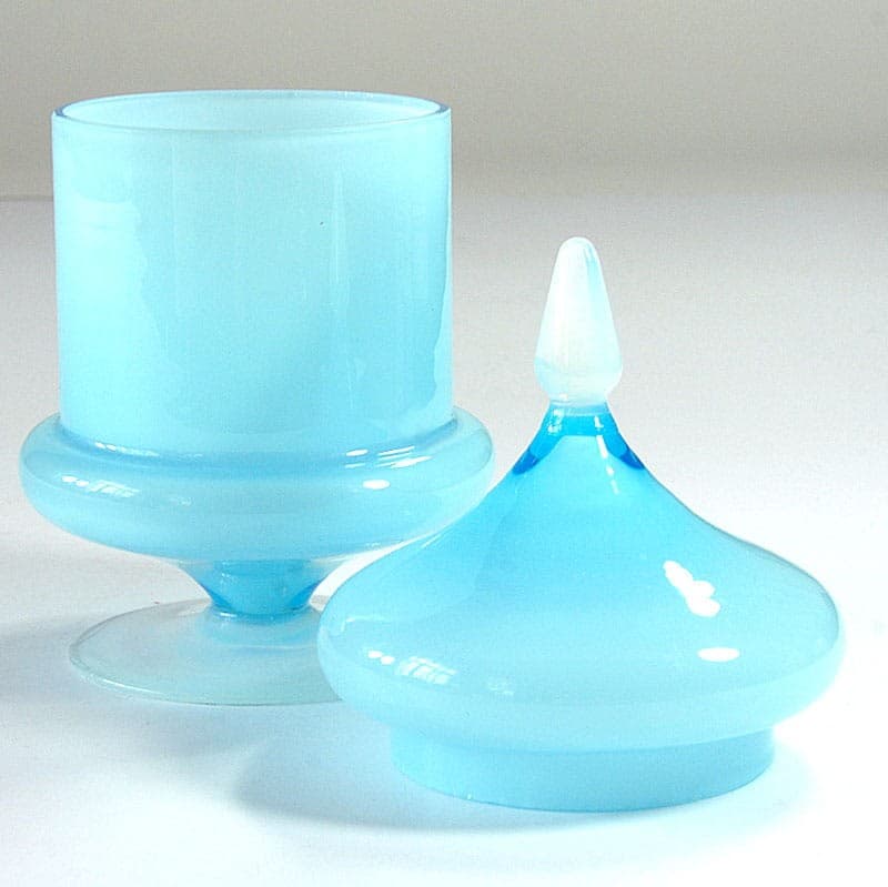 Container, Murano, blue white colored glass, Italy, 1960s. - 319972