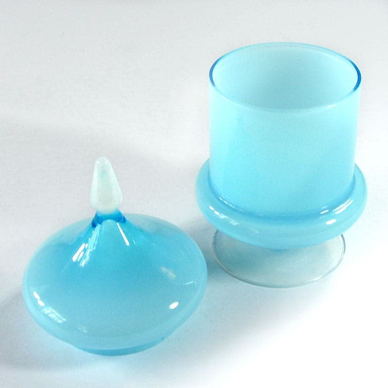 Container, Murano, blue white colored glass, Italy, 1960s. - 319973