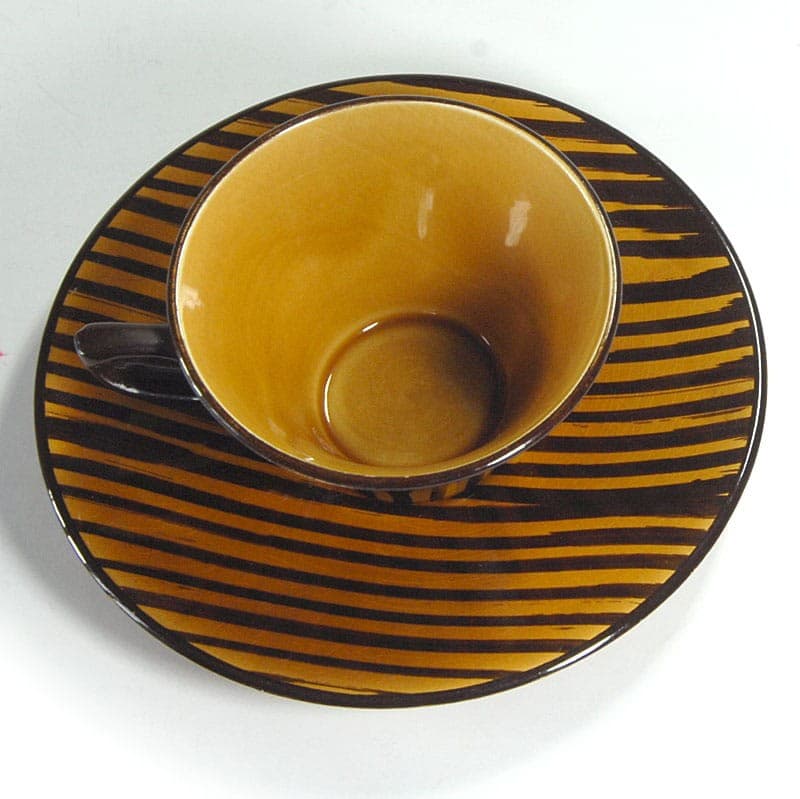 Filiżanka Domino, brązowy czarny, fajans, Sarreguemines, Francja, lata 60. - 319968