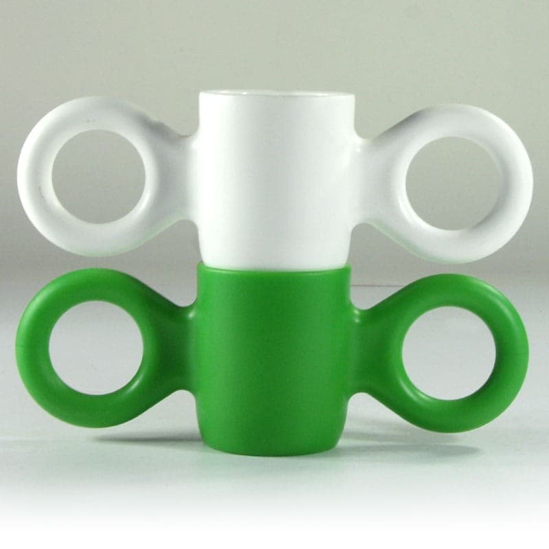 Para kubków Dombo, zielony, biały, plastik, proj. R. Hutten, Gispen, Holandia, 2000s - 319961