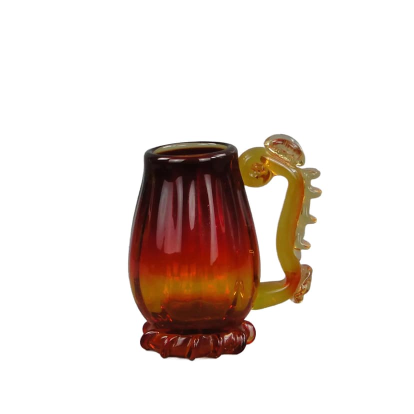 Artistic mug, multicolor glass, by J. Słuczan-Orkusz, Poland, 1970s.