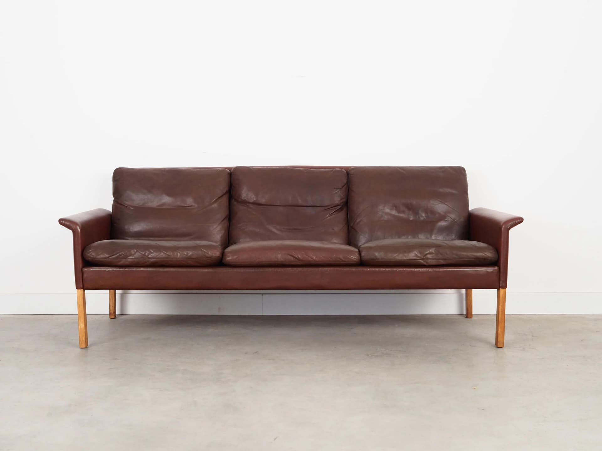 Sofa, skóra brązowa, proj. H. Olsen, CS Møbler, Dania, lata 60. - 24020