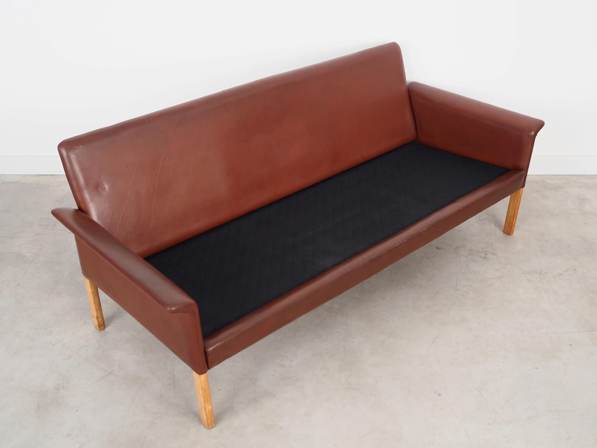 Sofa, skóra brązowa, proj. H. Olsen, CS Møbler, Dania, lata 60. - 24023