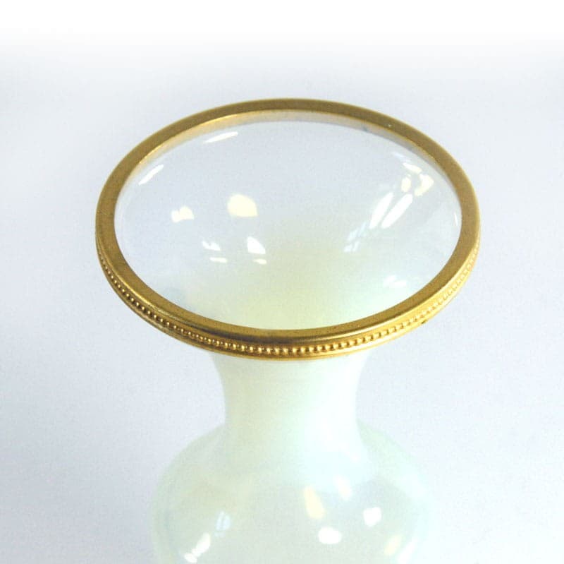 Wazon Opaline de Venise, szkło mlecznobiałe, metal złoty, Murano, Włochy, lata 50. - 320816