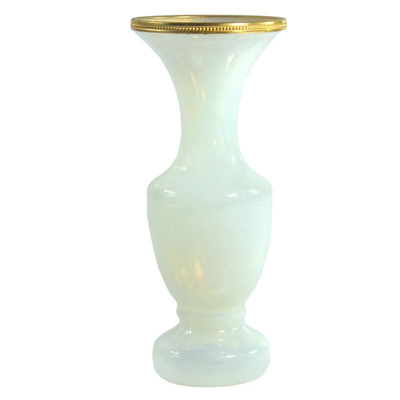 Wazon Opaline de Venise, szkło mlecznobiałe, metal złoty, Murano, Włochy, lata 50. - 320817