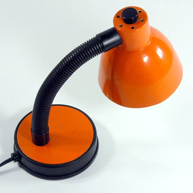 Lampka biurkowa Space Age, metal pomarańczowy, plastik czarny, Veneta Lumi, Włochy, lata 70. - 320812
