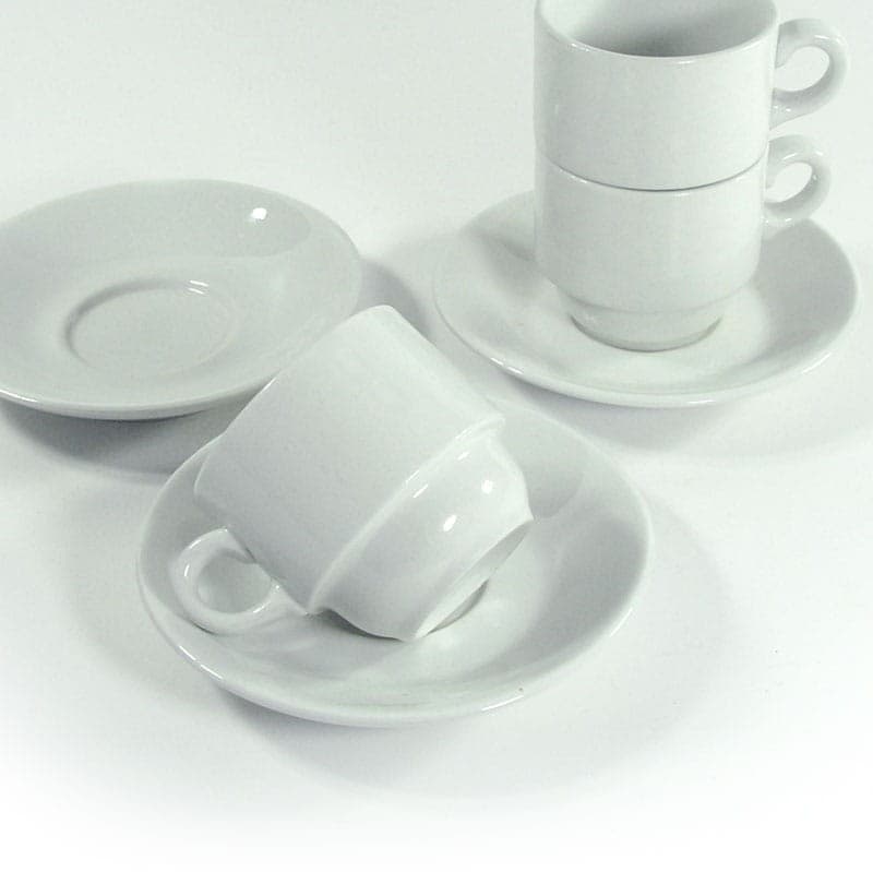 Filiżanki kawowe Monopoli, białe, porcelana, Włochy, lata 70. - 320808