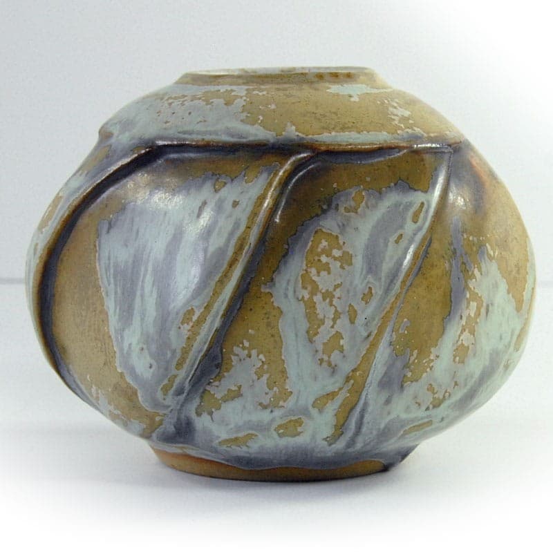 Wazonik raku, beżowy multikolor, ceramika, lata 20. - 320803
