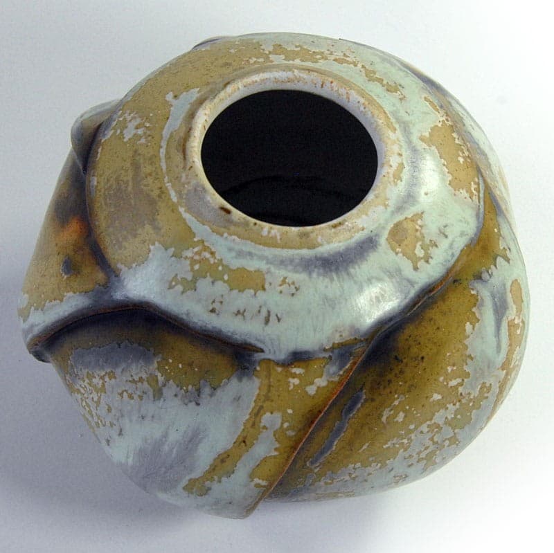 Wazonik raku, beżowy multikolor, ceramika, lata 20. - 320804