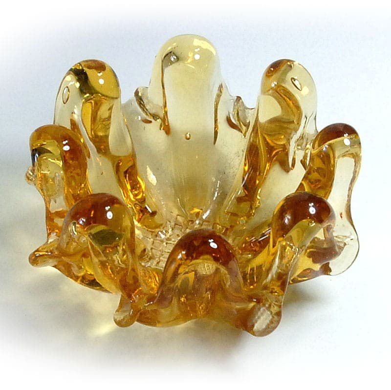 Paterka Murano, żółty, kryształ, Włochy, lata 60. - 320796