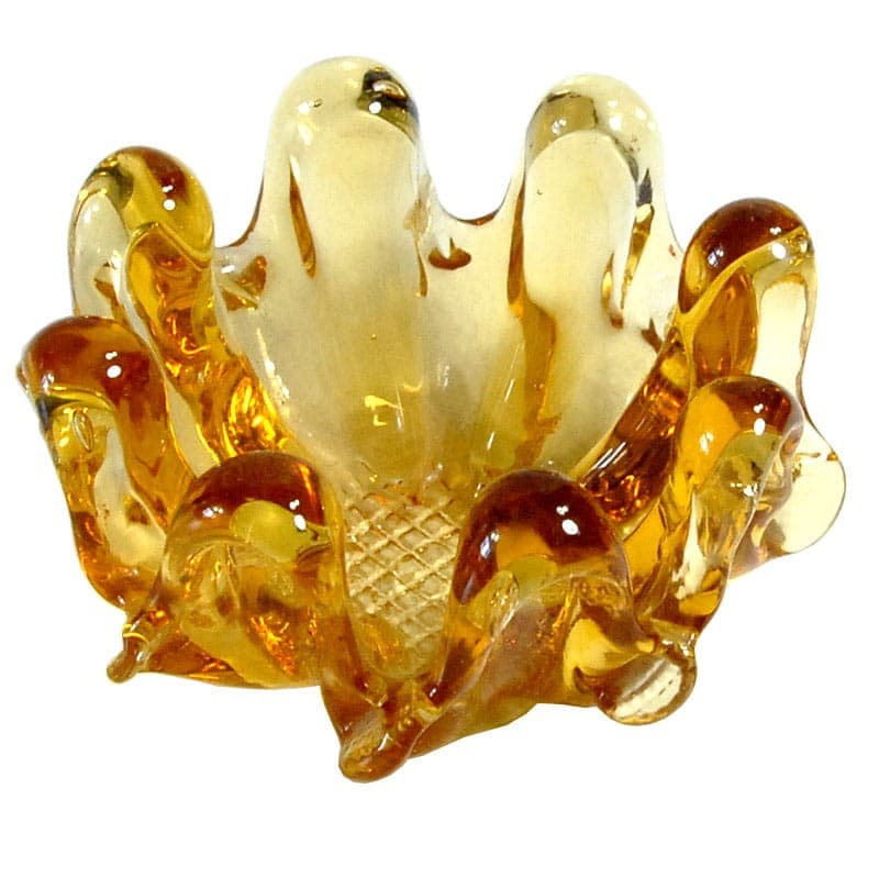Paterka Murano, żółty, kryształ, Włochy, lata 60. - 320797