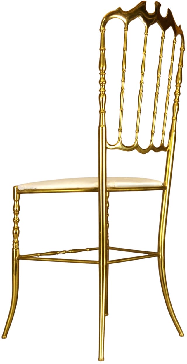 Krzesło Chiavari, mosiądz złoty, proj. G. G. Descalzi, Chiavari, Włochy, lata 50. - WYMIARY