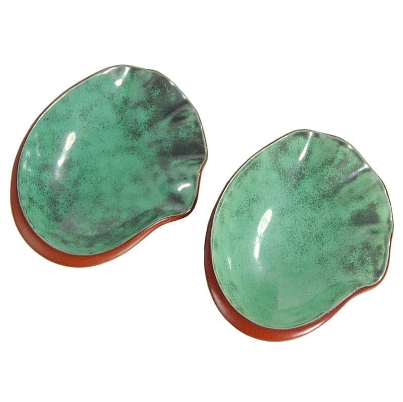 Para pater ceramicznych Terra Sigillata, zielony, brązowy, ceramika, Niemcy, lata 70. - 320755