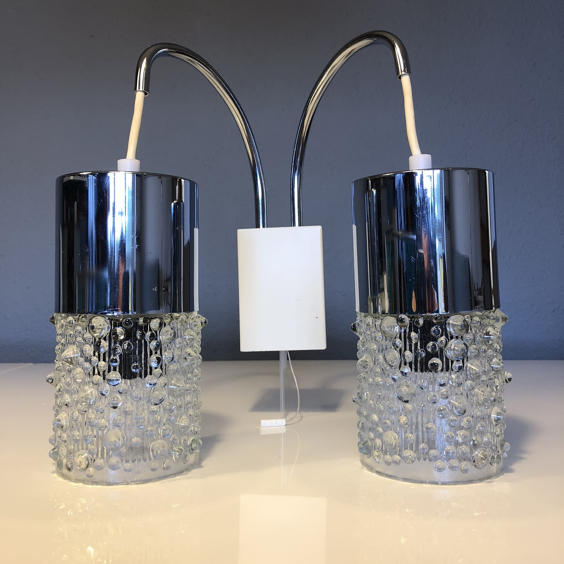 Chromowany podwójny kinkiet ścienny, Niemcy, lata 70.