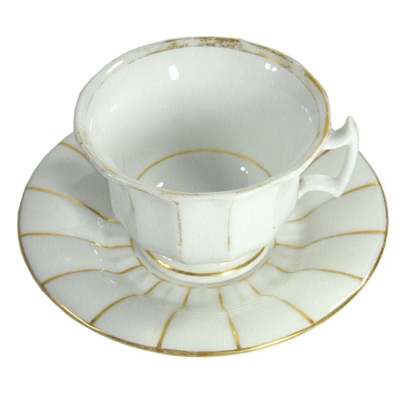 Filiżanka ze spodkiem Biedermeier, biała porcelana, złocona, Francja, XIX wiek - 320713
