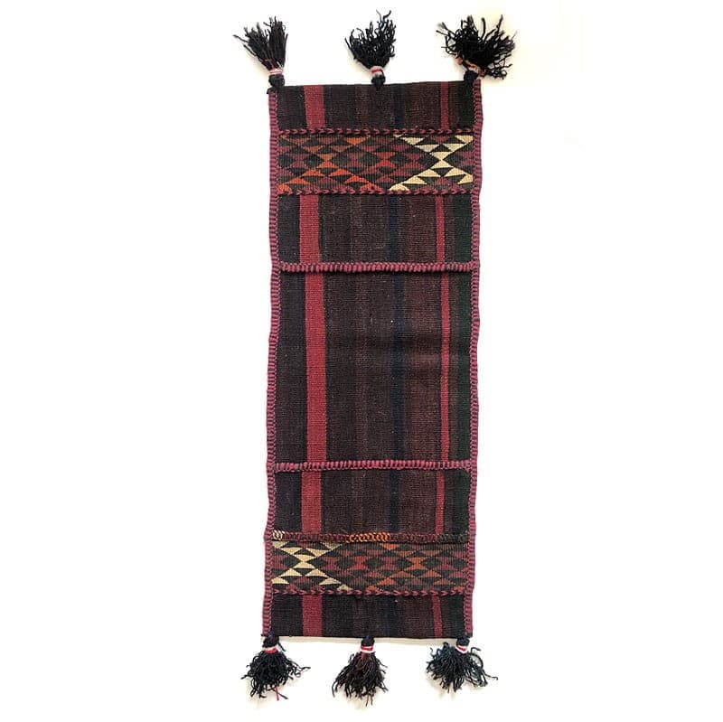 Persian Kilim with Pockets, burgundy, brown, black wool, Iran, 19th c. - 320665