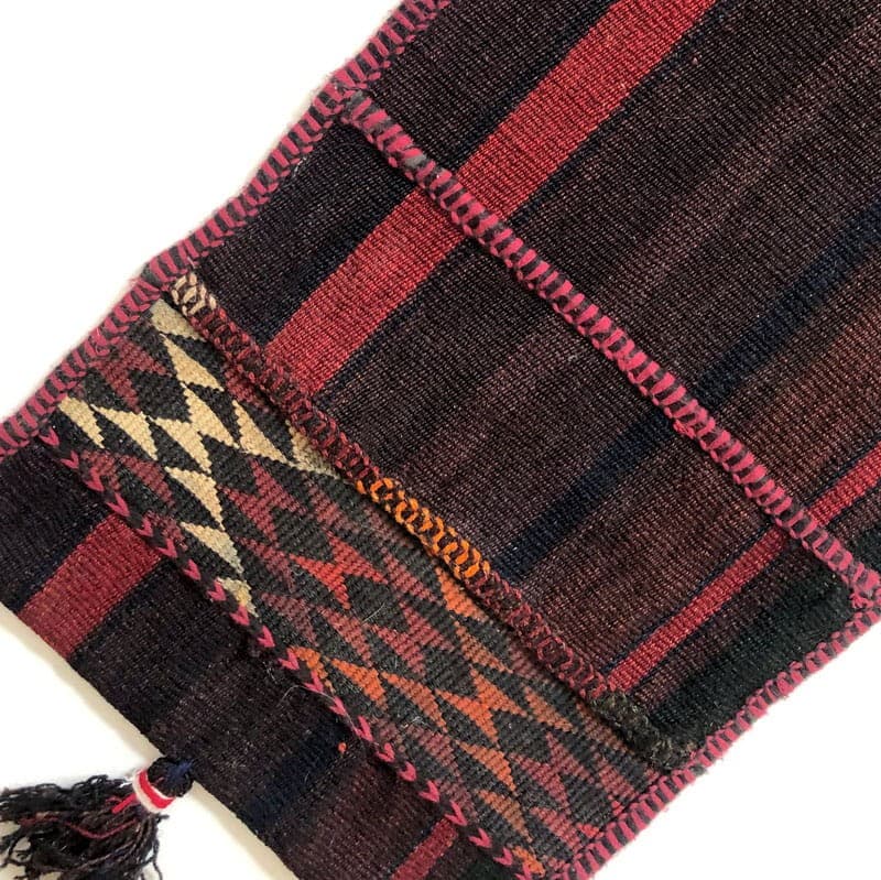 Persian Kilim with Pockets, burgundy, brown, black wool, Iran, 19th c. - 320663
