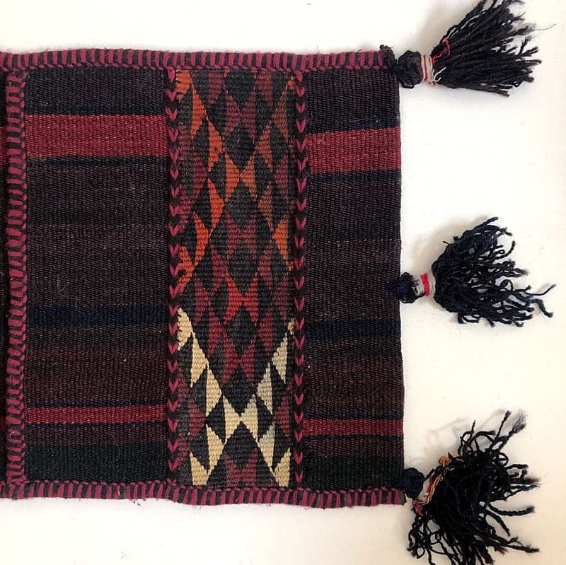 Persian Kilim with Pockets, burgundy, brown, black wool, Iran, 19th c. - 320664
