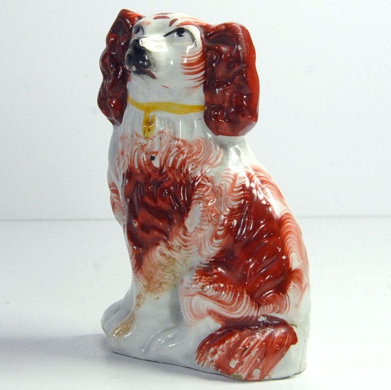 Fireplace Dog Figurine, white brown ceramic, Staffordshire, United Kingdom, 1890s - 320640
