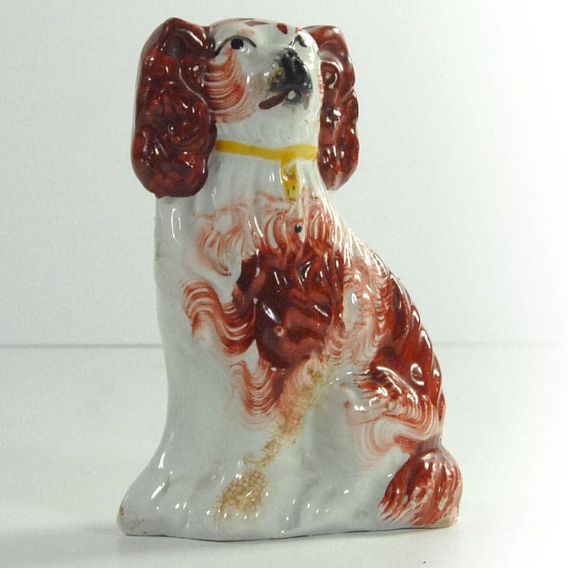 Fireplace Dog Figurine, white brown ceramic, Staffordshire, United Kingdom, 1890s - 320639