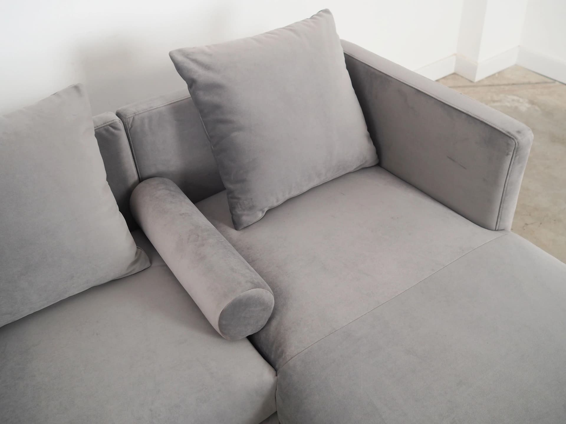 Narożnik, skandynawski design, velvet szary, Polska, XXI w. - 24001