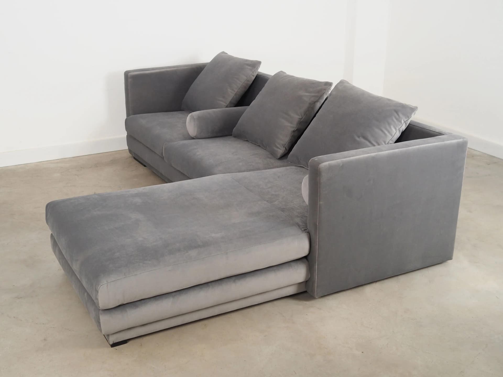 Narożnik, skandynawski design, velvet szary, Polska, XXI w. - 24005