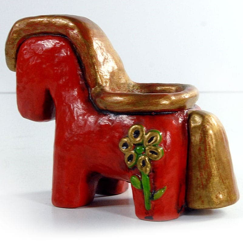 Figurka/świecznik ceramiczny czerwony, Thun, Włochy, lata 70. - 320631