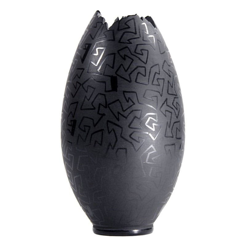 Wazon geometryczny szary, ceramika, proj. L. Kovats, Węgry, lata 80. - 320621