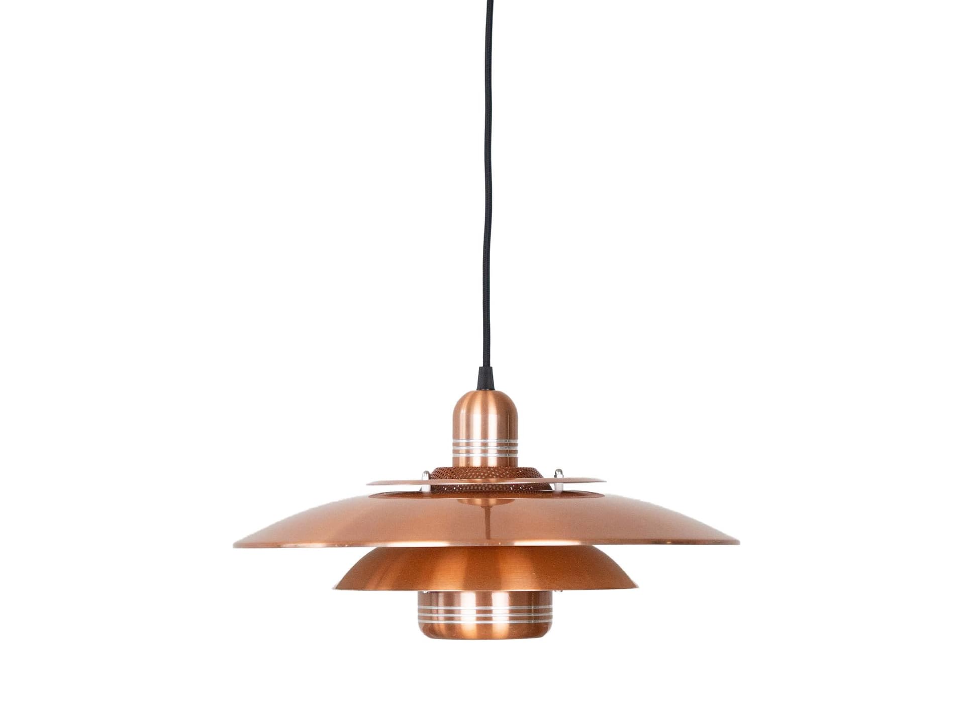 Pendant Lamp Verona, gold aluminium, by K. Wiborg, Jeka, Denmark, 1980s.