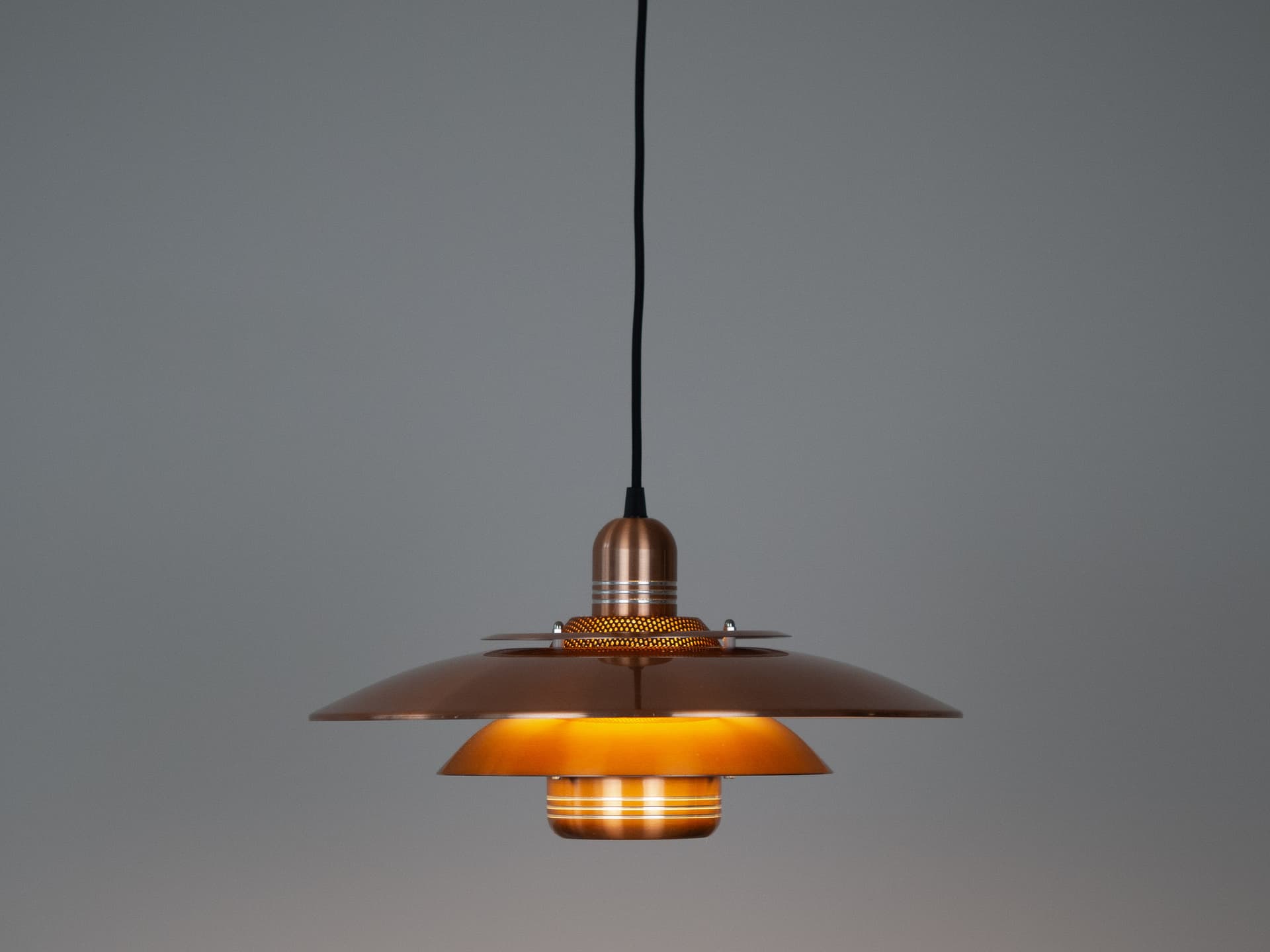 Pendant Lamp Verona, gold aluminium, by K. Wiborg, Jeka, Denmark, 1980s. - 320398