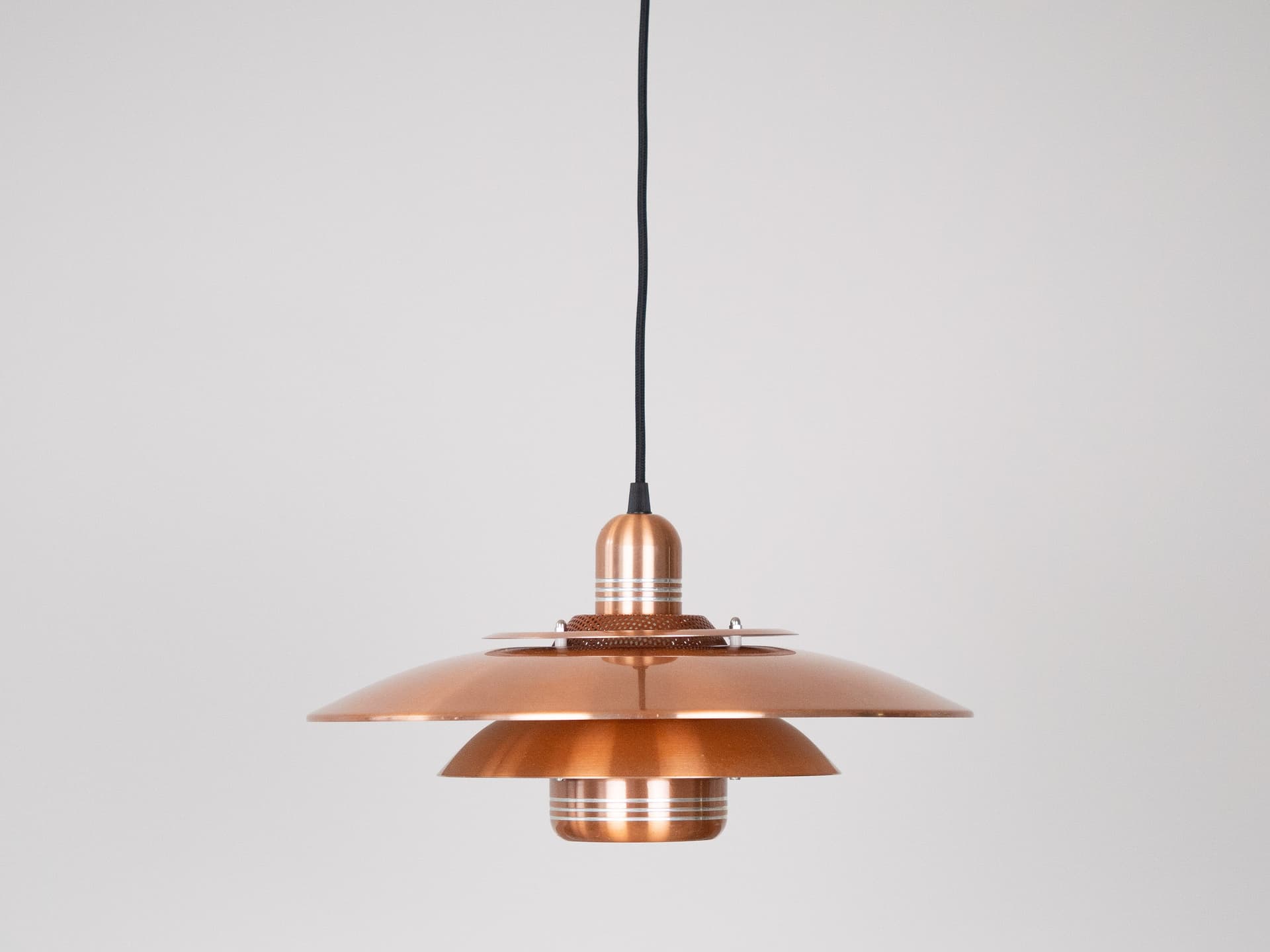 Pendant Lamp Verona, gold aluminium, by K. Wiborg, Jeka, Denmark, 1980s. - 320396