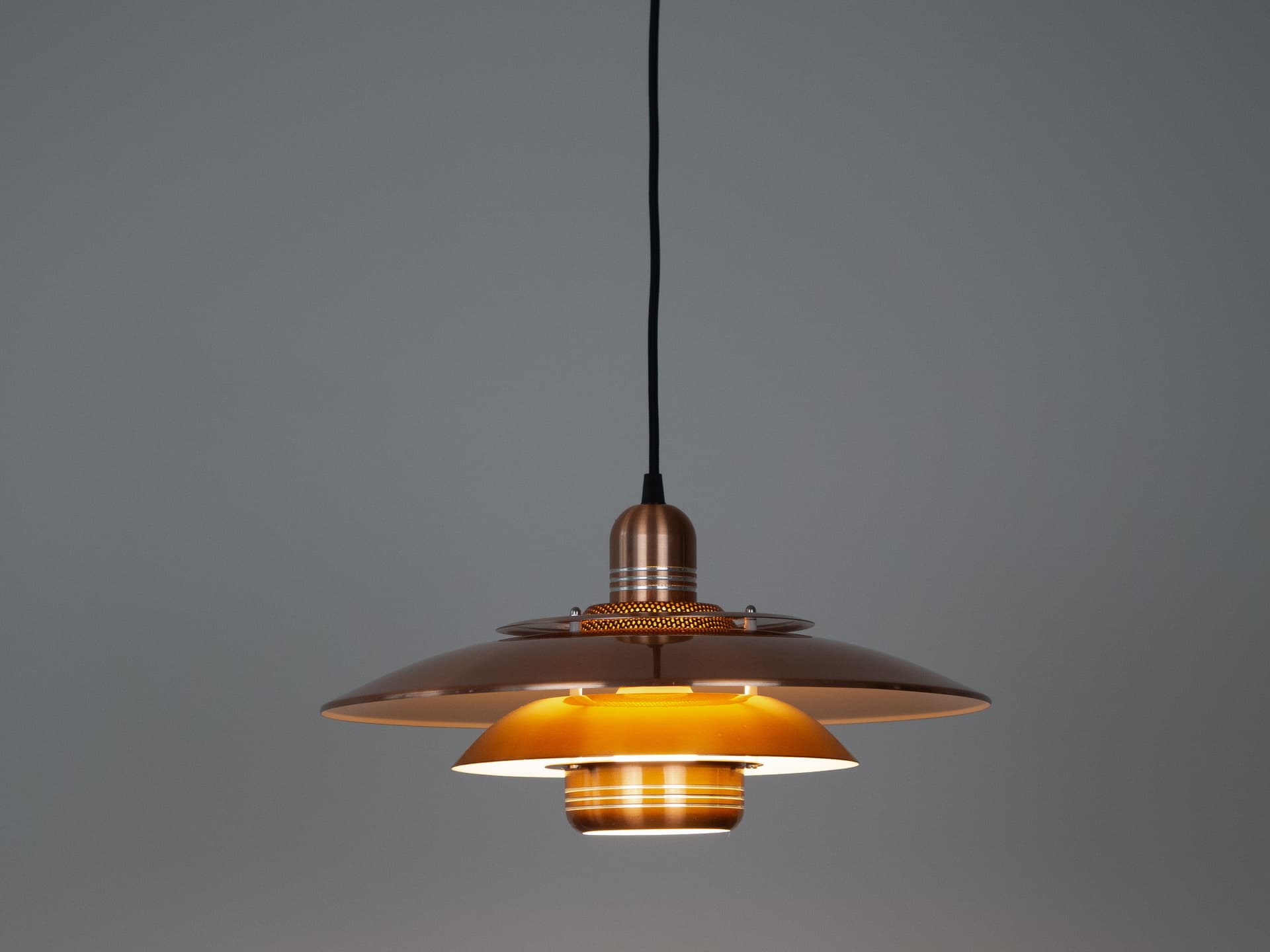 Pendant Lamp Verona, gold aluminium, by K. Wiborg, Jeka, Denmark, 1980s. - 320399