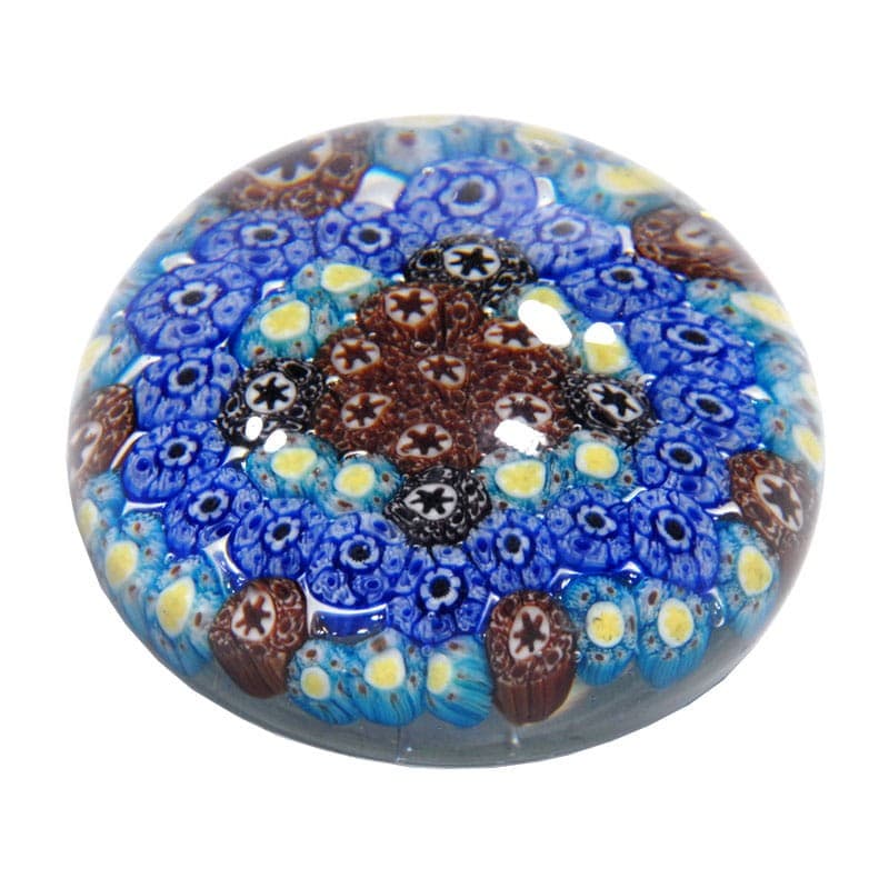 Paperweight Millefiori, blue multicolor glass, Murano, Italy, 1980s. - 320597