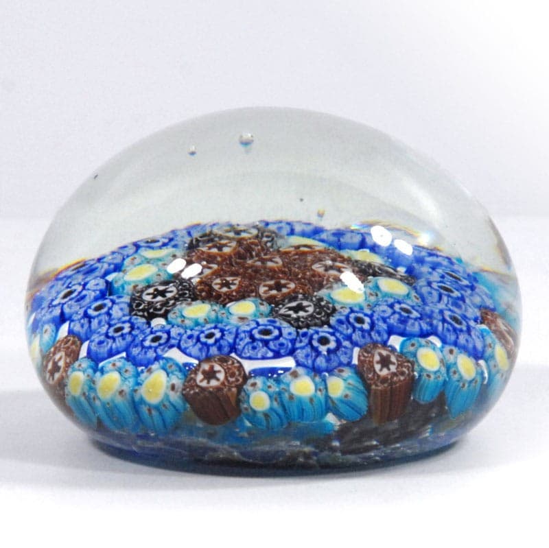 Paperweight Millefiori, blue multicolor glass, Murano, Italy, 1980s. - 320596